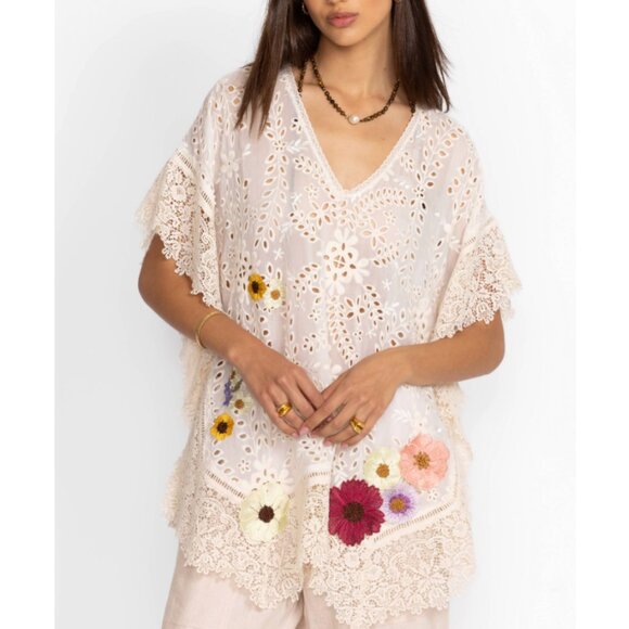 JOHNNY WAS Ferney Eyelet Lace Poncho Top - Picture 1 of 9